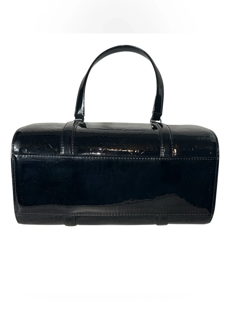 Michael Kors Black Patent Embossed MK Duffel Bag - Picture 5 of 7
